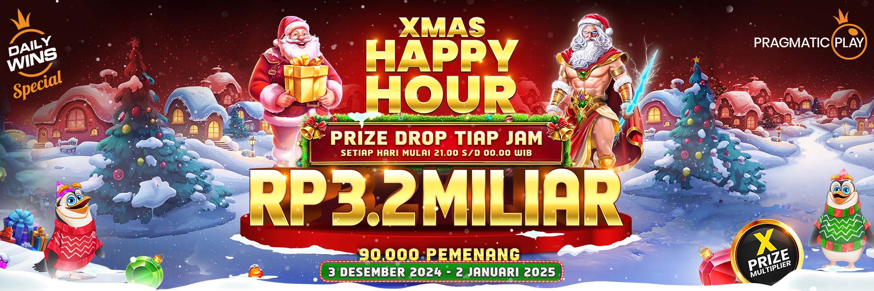 Prize Drop Tiap Jam - XMAS HAPPY HOUR